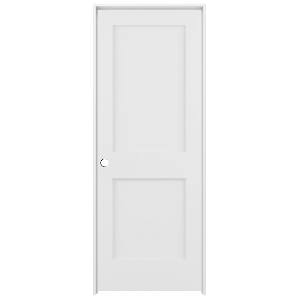 RELIABILT 36-in x 96-in Primed Solid core 2-panel Right hand Smooth Primed Pine Wood Flat Jamb Single Prehung Interior Door with
