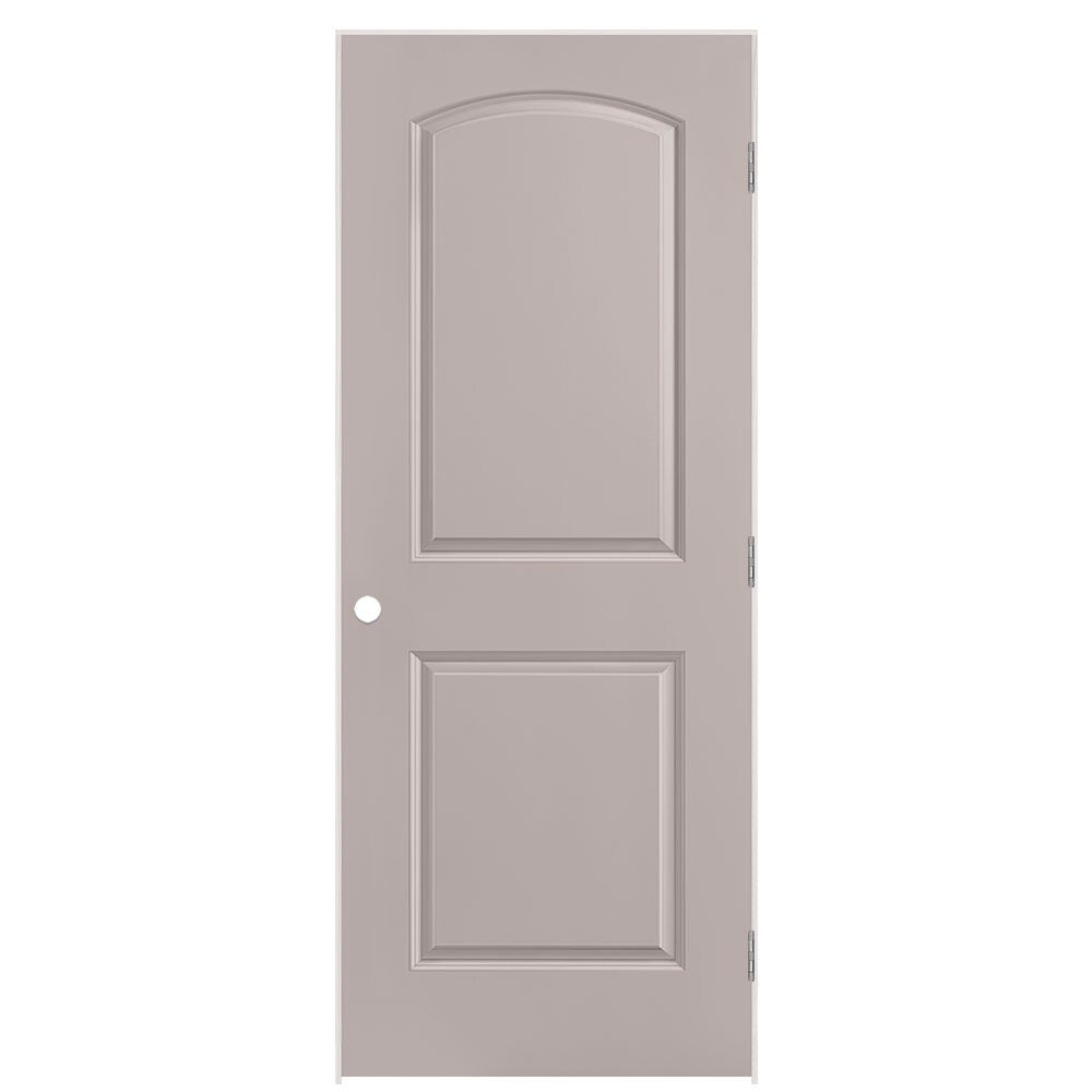 Masonite 32-in x 80-in Driftwood Solid core 2-panel Left hand Smooth Prefinished Molded composite Flat Jamb Single Prehung Interior Door with