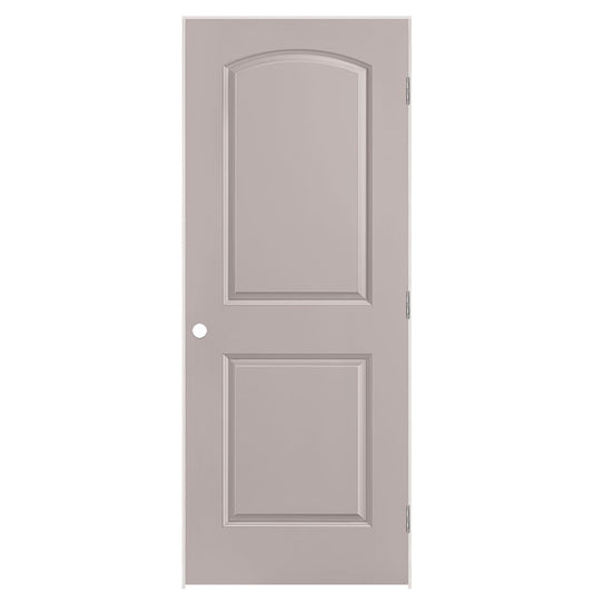 Masonite 32-in x 80-in Driftwood Solid core 2-panel Left hand Smooth Prefinished Molded composite Flat Jamb Single Prehung Interior Door with
