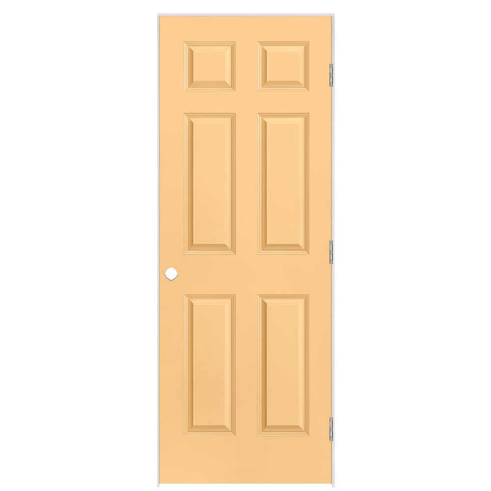 Masonite 30-in x 80-in Marigold Solid core 6-panel Right hand Smooth Prefinished Molded composite Flat Jamb Single Prehung Interior Door with