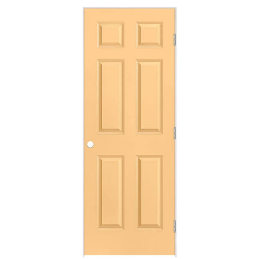 Masonite 30-in x 80-in Marigold Solid core 6-panel Right hand Smooth Prefinished Molded composite Flat Jamb Single Prehung Interior Door with