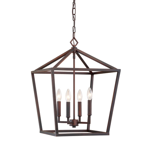 Millennium Lighting 4 -Light Rubbed Bronze Traditional Square Medium Indoor Hanging Pendant Light