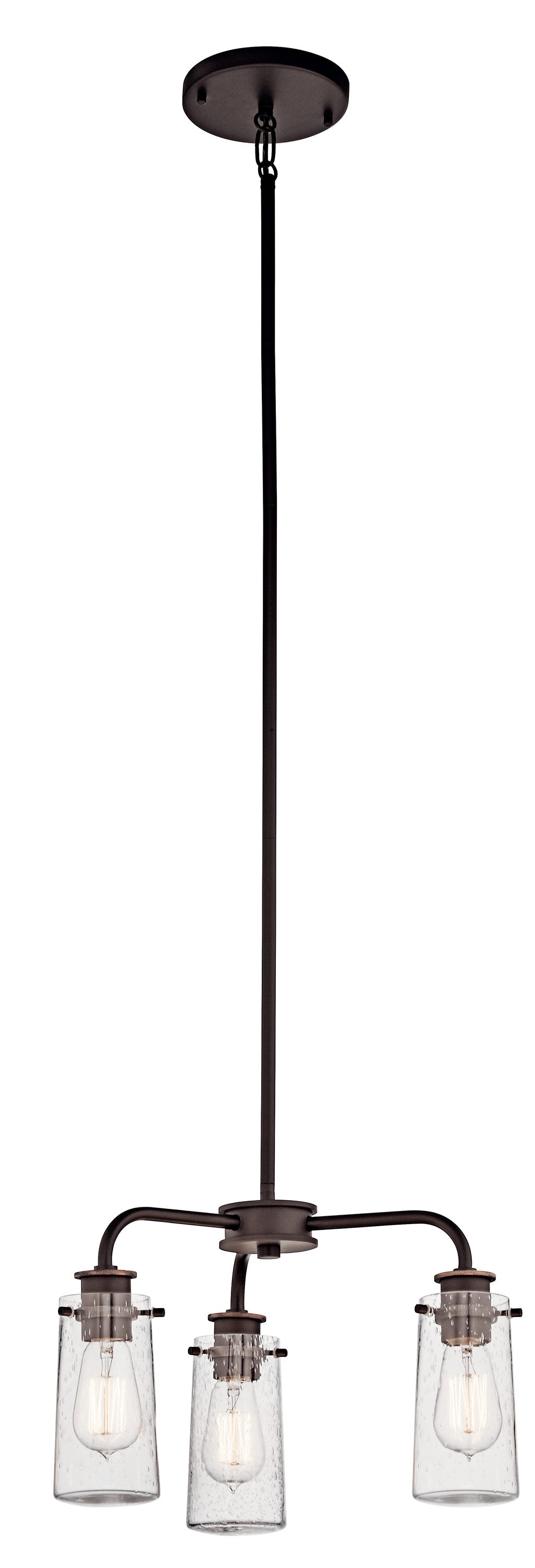 Kichler Braelyn 3 -Light Bronze Indoor Seeded glass Glass Metal Chandelier