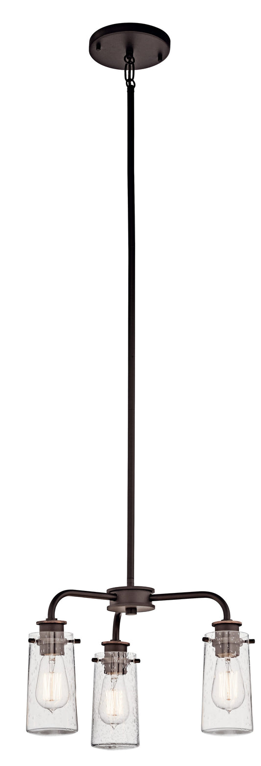 Kichler Braelyn 3 -Light Bronze Indoor Seeded glass Glass Metal Chandelier