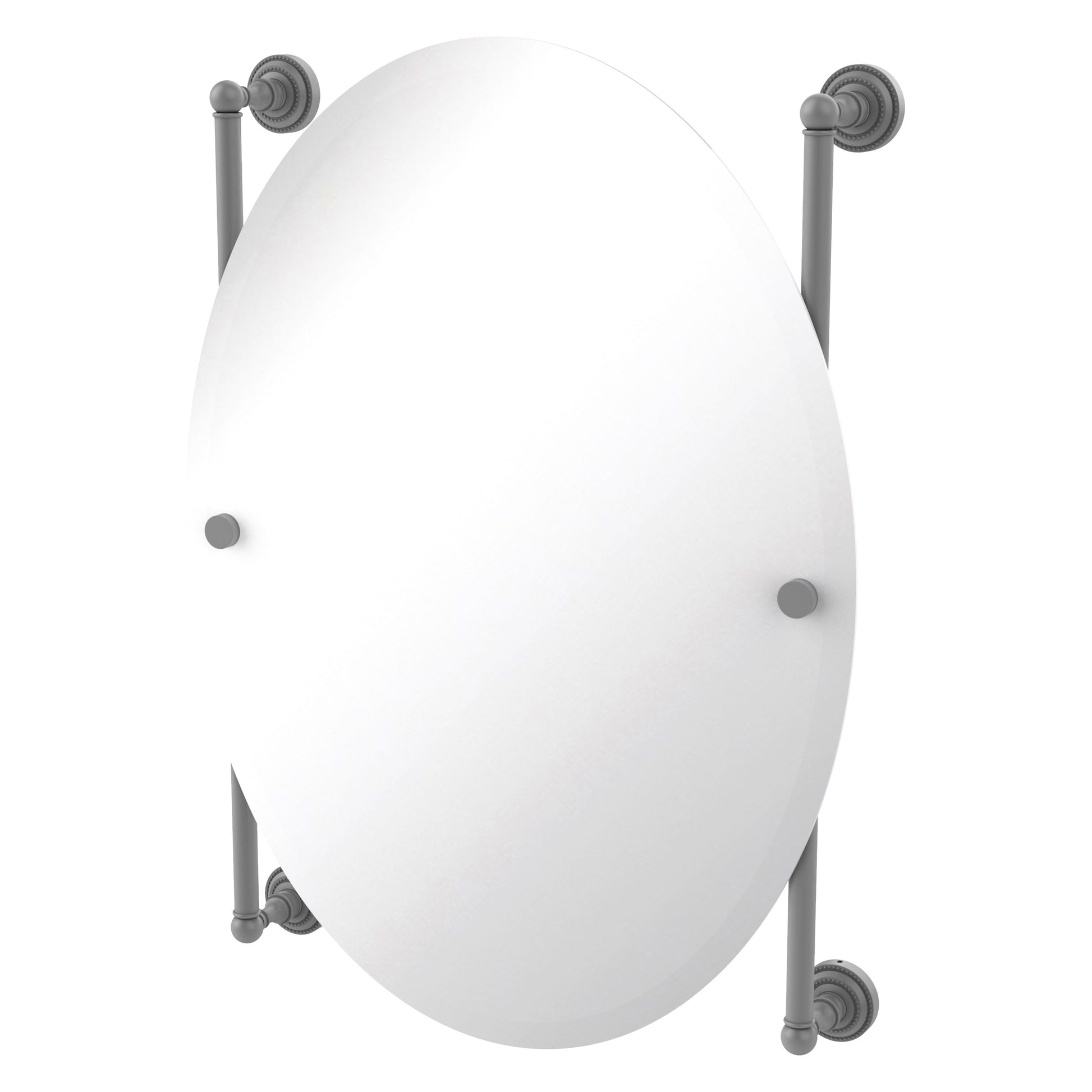 Allied Brass Dottingham 21-in x 29-in Beveled Frameless Oval Bathroom Vanity Mirror ( Matte Gray )
