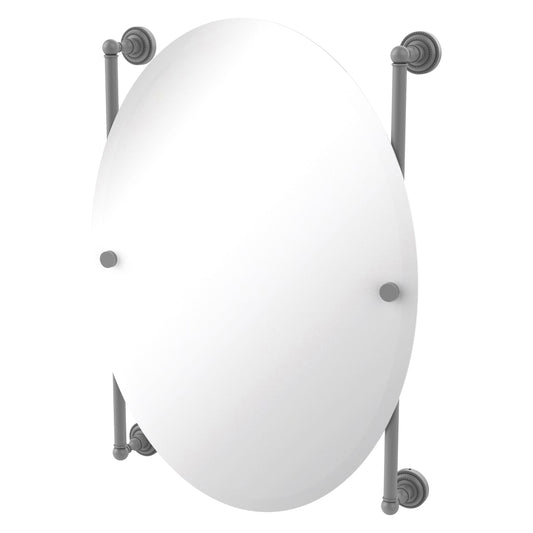 Allied Brass Dottingham 21-in x 29-in Beveled Frameless Oval Bathroom Vanity Mirror ( Matte Gray )