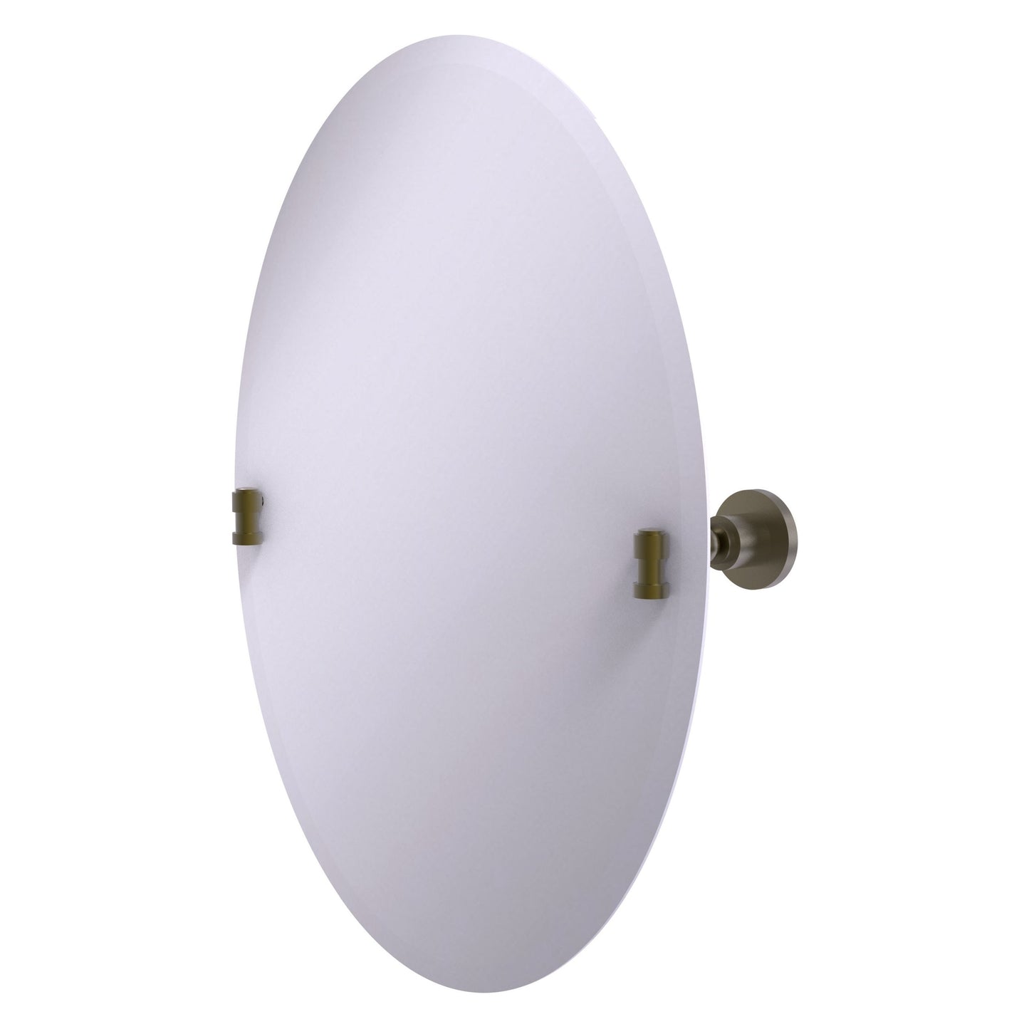 Allied Brass Washington Square 21-in x 28-in Beveled Frameless Oval Tilting Bathroom Vanity Mirror ( Antique Brass )
