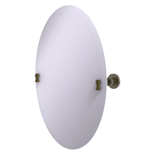 Allied Brass Washington Square 21-in x 28-in Beveled Frameless Oval Tilting Bathroom Vanity Mirror ( Antique Brass )