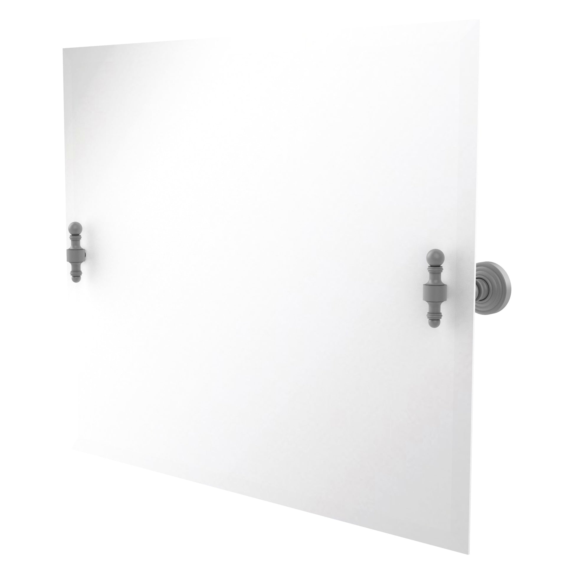 Allied Brass Retro Wave 26-in x 21-in Beveled Frameless Rectangle Tilting Bathroom Vanity Mirror ( Matte Gray )