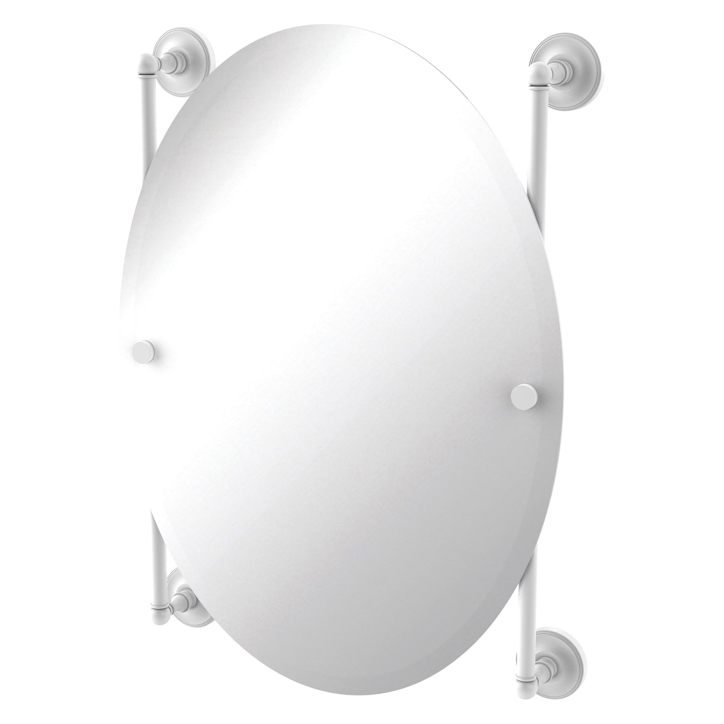 Allied Brass Prestige Regal 21-in x 29-in Beveled Frameless Oval Bathroom Vanity Mirror ( Matte White )