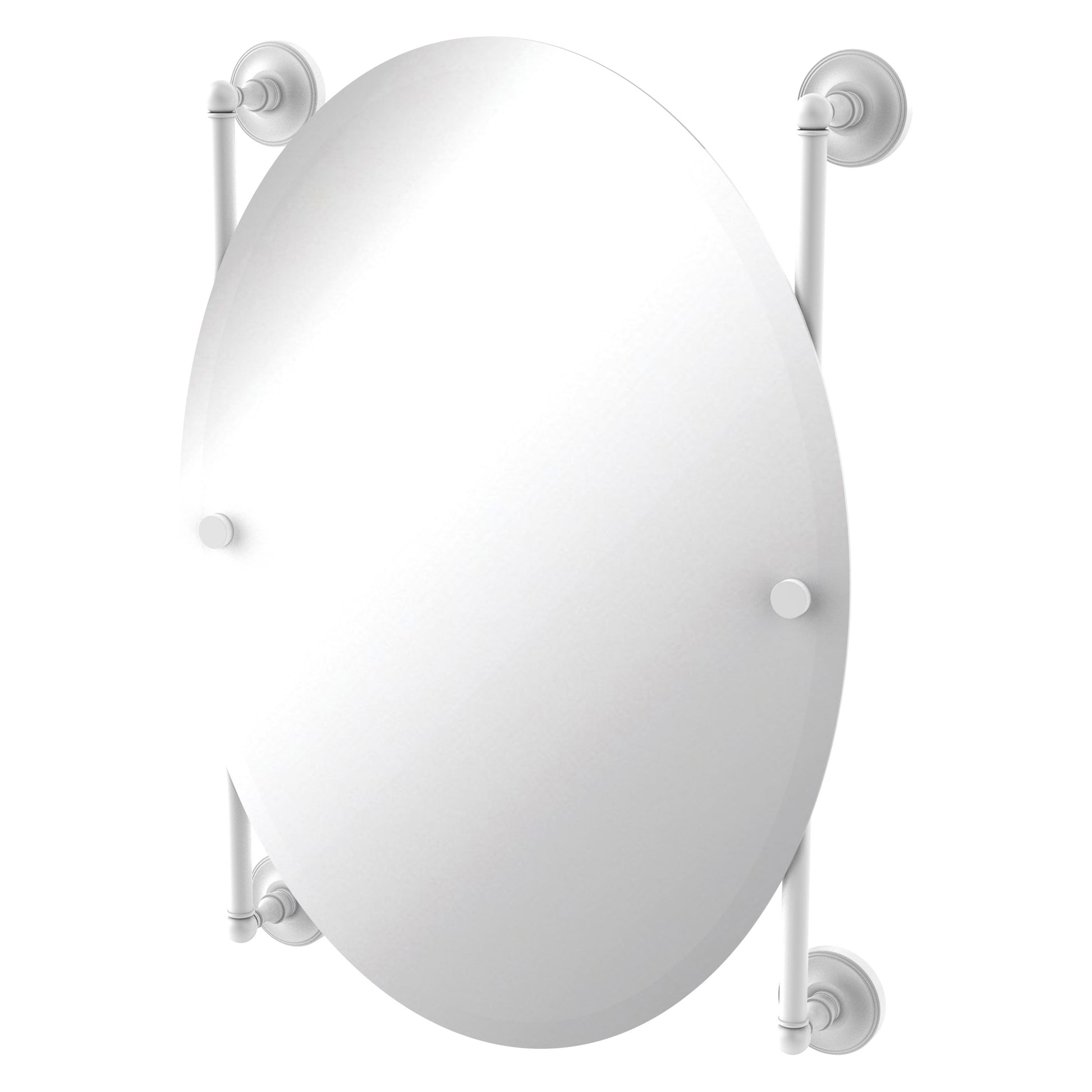 Allied Brass Prestige Regal 21-in x 29-in Beveled Frameless Oval Bathroom Vanity Mirror ( Matte White )