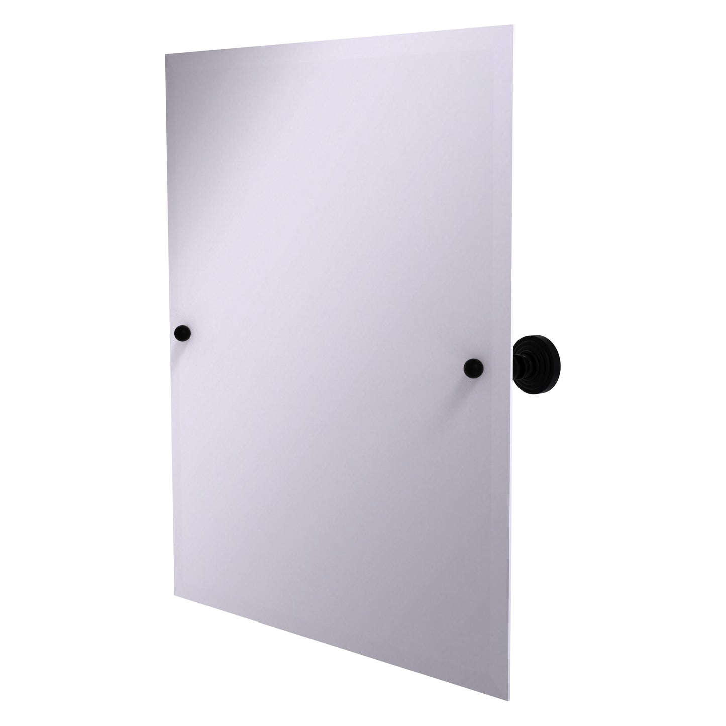 Allied Brass Waverly Place 21-in x 26-in Beveled Frameless Rectangle Tilting Bathroom Vanity Mirror ( Matte Black )