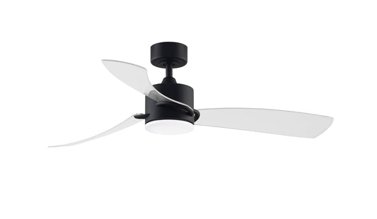 Fanimation SculptAire 52-in Black with Clear Blades Integrated LED Covered Outdoor Propeller Ceiling Fan With Light and Remote Included 3 -Blade