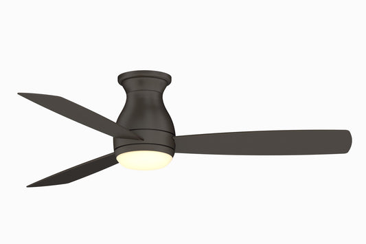 Fanimation Hugh 52-in Integrated LED Outdoor Flush Mount Matte Greige with Matte Greige Blades Ceiling Fan With Light - Remote Included ( 3 -Blade ) 1391674