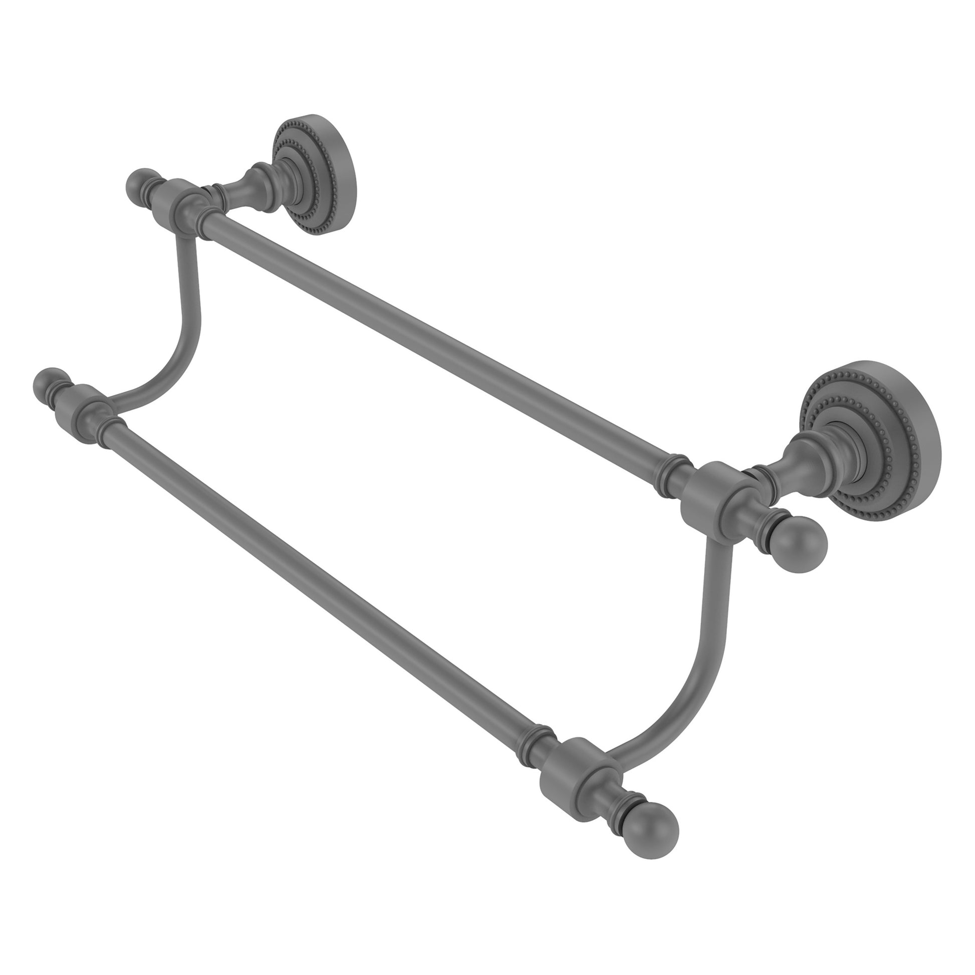Allied Brass Retro Dot 30-in double Matte Gray Wall mount Double Towel Bar
