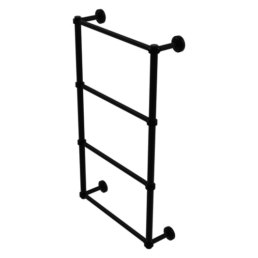 Allied Brass Dottingham 30-in double Matte Black Wall mount 4-tier Towel Bar
