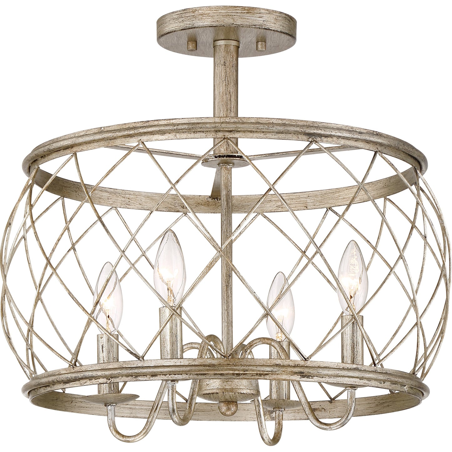 Quoizel Dury 4 -Light 17.5-in Nickel Semi Flush Mount Light