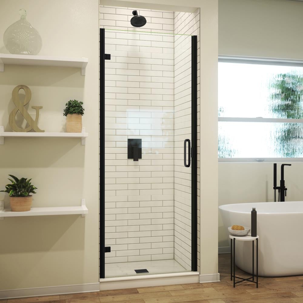 Arizona Shower Door Mini Hinge Matte Black 34-in W x 72.625-in H Semi-frameless Clear Glass Hinged Shower door