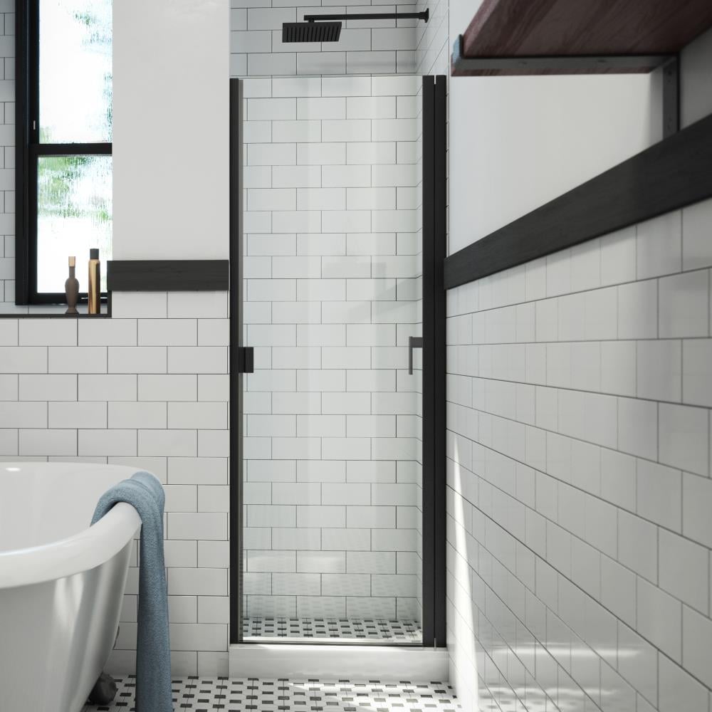 Arizona Shower Door R-Door Matte Black 25-in W x 66-in H Semi-frameless Clear Glass Hinged Shower door
