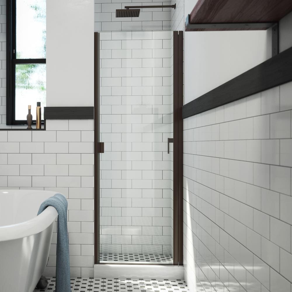Arizona Shower Door R-Door Oil-rubbed Bronze 29-in W x 66-in H Semi-frameless Clear Glass Hinged Shower door
