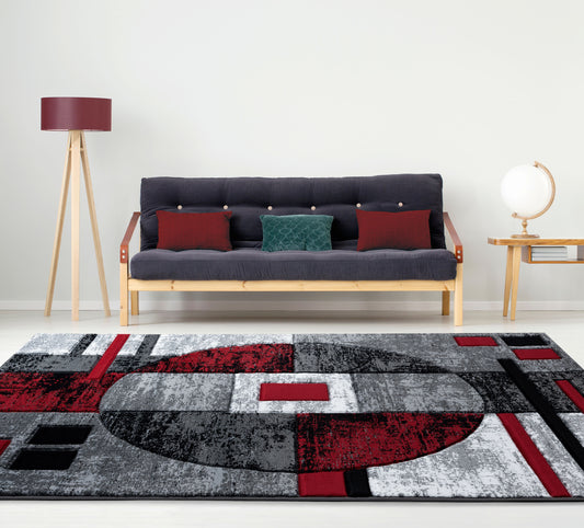 United Weavers Of America Bristol 5 x 8 (ft) Polypropylene Red Rectangular Indoor Abstract Spot Clean Only Area rug