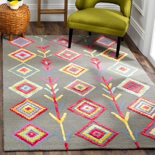 Safavieh Bellagio Montoro 8 x 10 (ft) Tufted Wool Dark Gray/Multi Rectangular Indoor Abstract Global Spot Clean Only Area rug