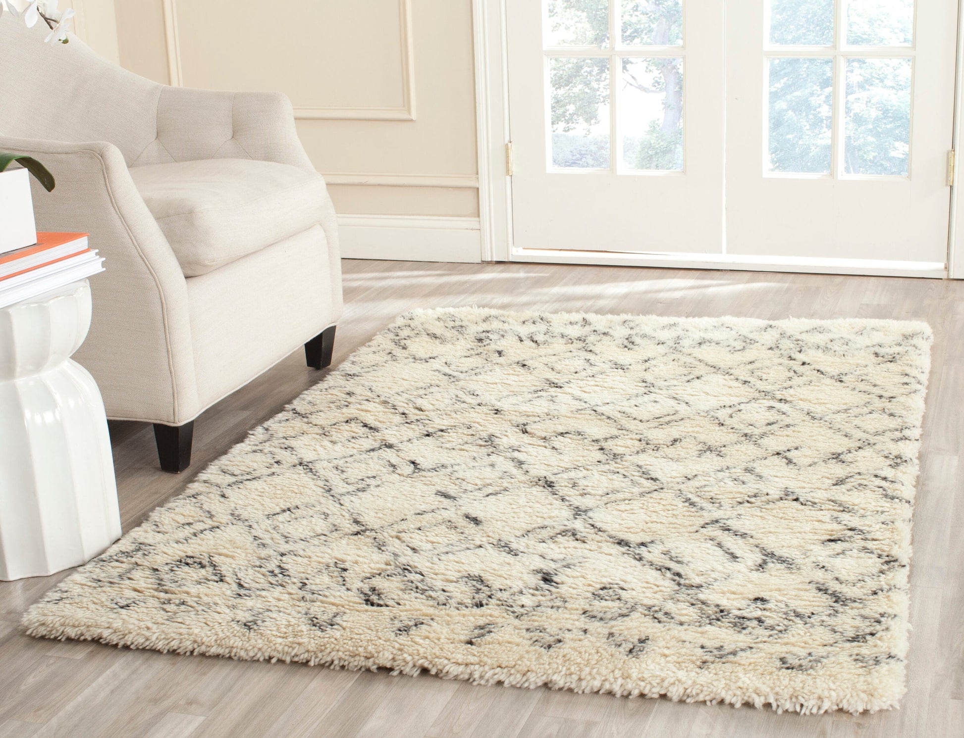 Safavieh Casablanca Roselyn 6 x 9 (ft) Tufted Wool Ivory/Gray Rectangular Indoor Abstract Moroccan Spot Clean Only Area rug