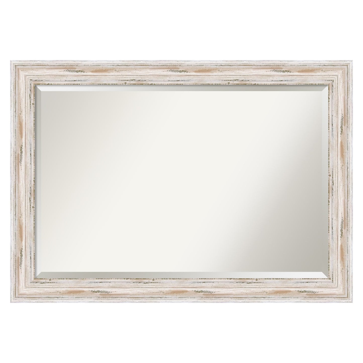 Amanti Art Alexandria 41.12-in x 29.12-in Framed Rectangle Bathroom Vanity Mirror ( Distressed whitewash )