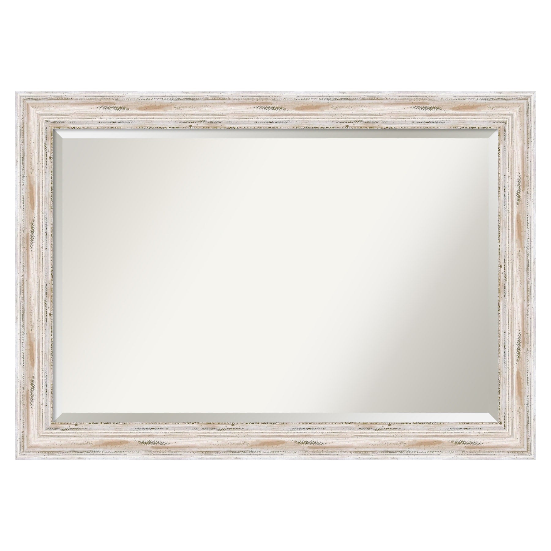 Amanti Art Alexandria 41.12-in x 29.12-in Framed Rectangle Bathroom Vanity Mirror ( Distressed whitewash )