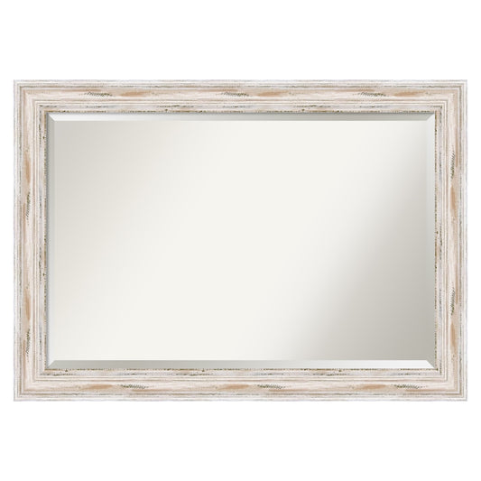 Amanti Art Alexandria 41.12-in x 29.12-in Framed Rectangle Bathroom Vanity Mirror ( Distressed whitewash )