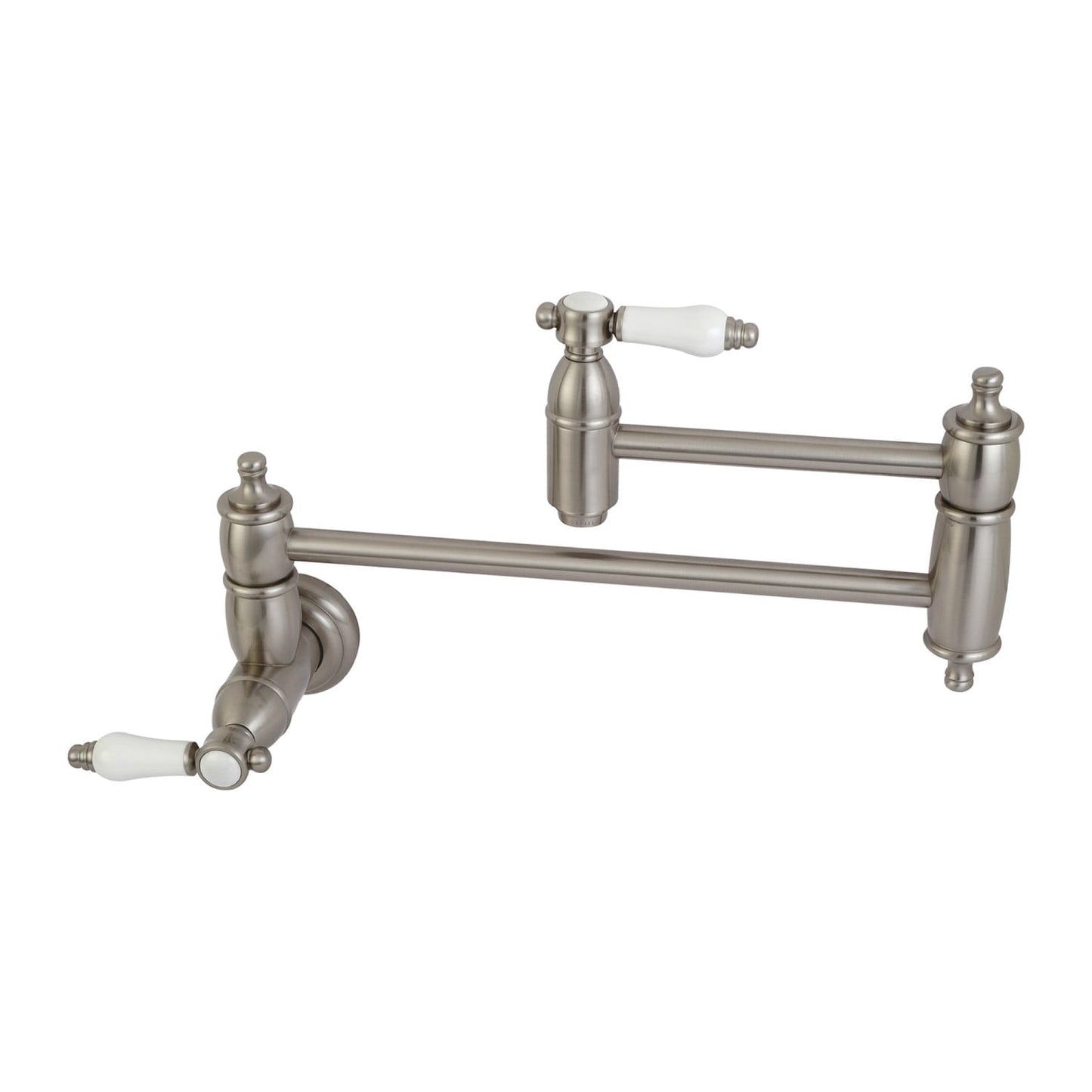 Kingston Brass Bel-Air Brushed Nickel Double Handle Wall-mount Pot Filler Kitchen Faucet