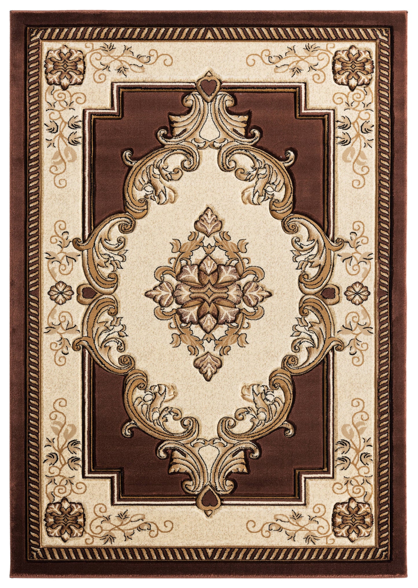 United Weavers Of America Bristol 5 x 8 (ft) Polypropylene Chocolate Rectangular Indoor Medallion Spot Clean Only Area rug