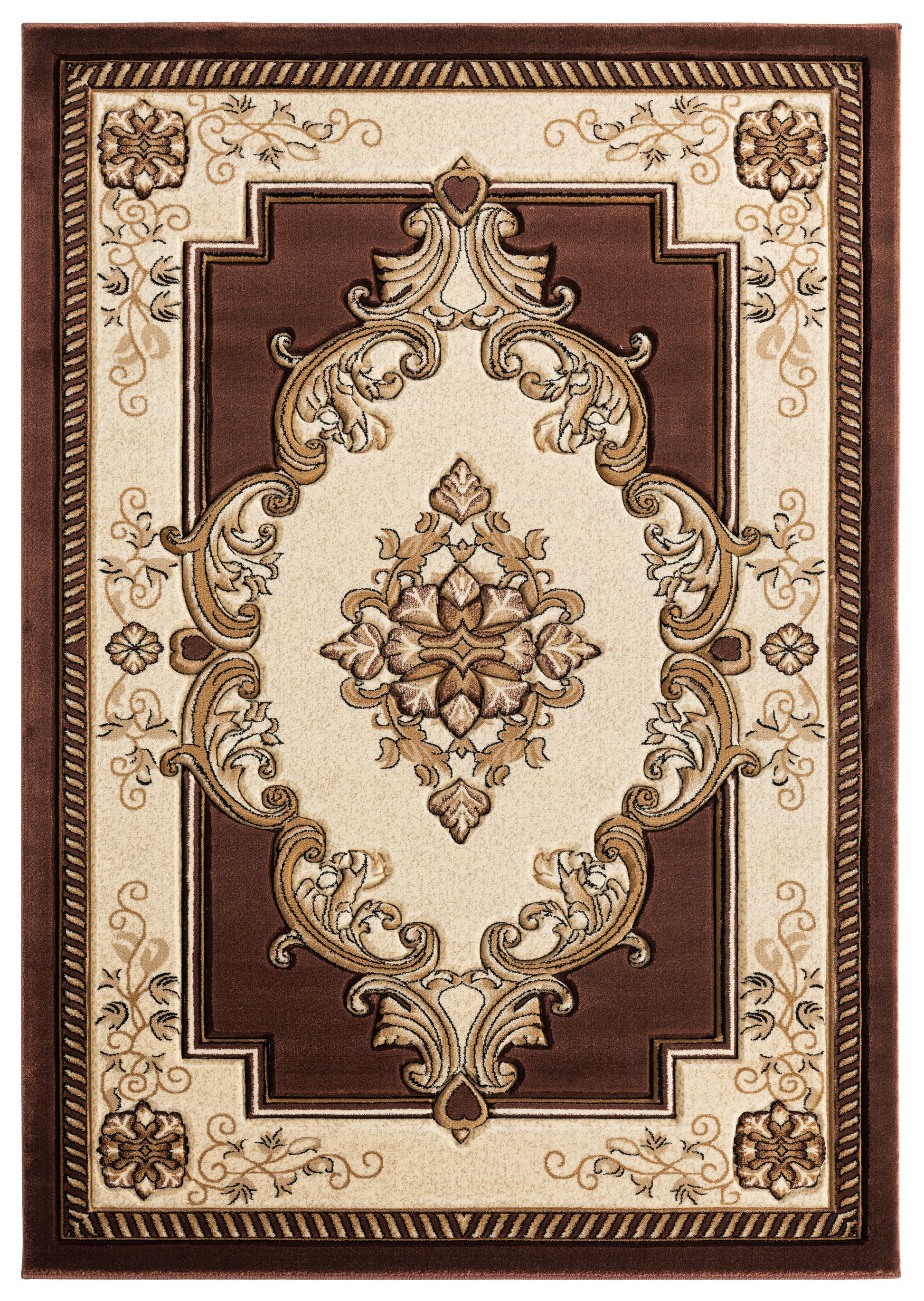 United Weavers Of America Bristol 5 x 8 (ft) Polypropylene Chocolate Rectangular Indoor Medallion Spot Clean Only Area rug