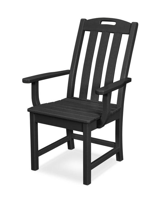 Trex Outdoor Furniture Yacht Club Charcoal Black HDPE Frame Stationary Dining Chair with Solid Seat