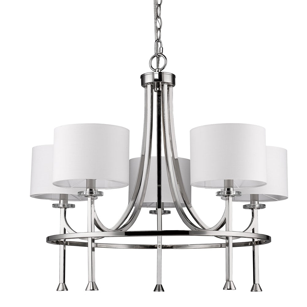 Acclaim Lighting Kara 5 -Light Polished Nickel Indoor Fabric Metal Chandelier
