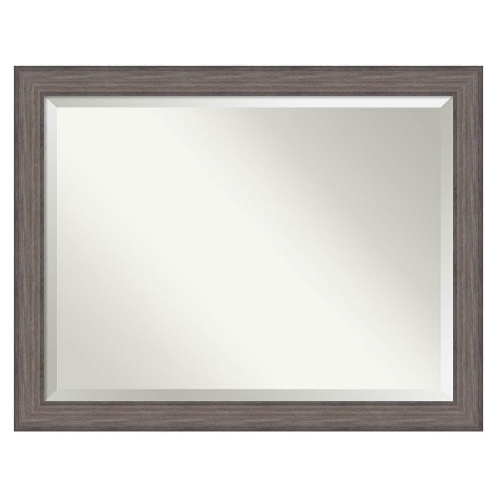Amanti Art Country Barnwood 45.25-in x 35.25-in Framed Rectangle Bathroom Vanity Mirror ( Distressed Grey )
