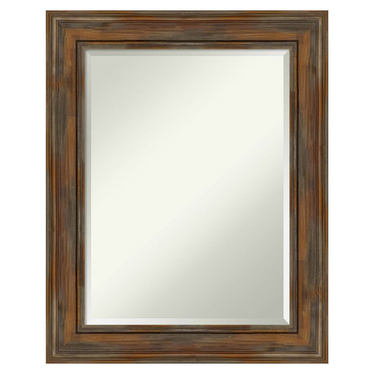 Amanti Art Alexandria 24-in x 30-in Framed Rectangle Bathroom Vanity Mirror ( Distressed Brown )