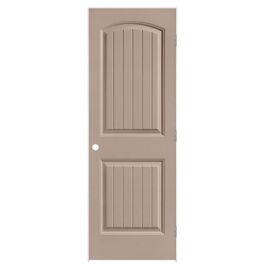 Masonite 28-in x 80-in Sandpiper Solid core 2-panel Left hand Smooth Prefinished Molded composite Flat Jamb Single Prehung Interior Door with