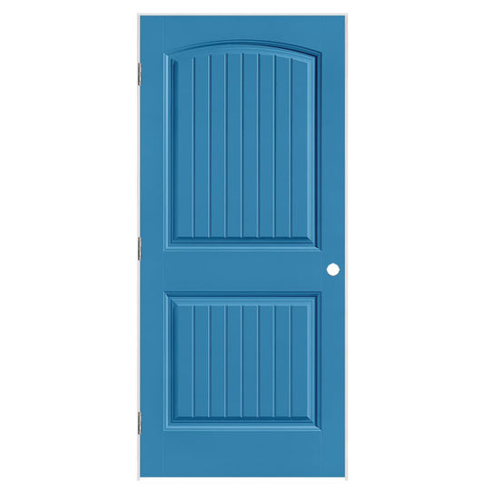 Masonite 36-in x 80-in Blue Heron Hollow core 2-panel Left hand Smooth Prefinished Molded composite Flat Jamb Single Prehung Interior Door with
