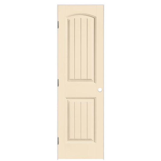 Masonite 24-in x 80-in Cream N Sugar Solid core 2-panel Right hand Smooth Prefinished Molded composite Flat Jamb Single Prehung Interior Door with