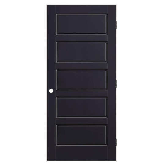 Masonite 36-in x 80-in Midnight Hollow core 5-panel Left hand Smooth Prefinished Molded composite Flat Jamb Single Prehung Interior Door with