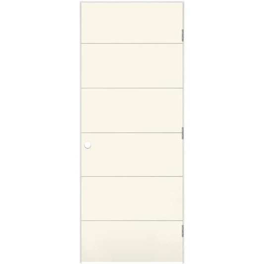 Masonite 36-in x 80-in White Hollow core Flush Left hand Smooth Prefinished Molded composite Flat Jamb Single Prehung Interior Door with
