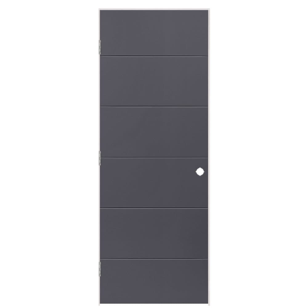 Masonite 30-in x 80-in Slate Hollow core Flush Right hand Smooth Prefinished Molded composite Flat Jamb Single Prehung Interior Door with