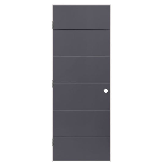 Masonite 30-in x 80-in Slate Hollow core Flush Right hand Smooth Prefinished Molded composite Flat Jamb Single Prehung Interior Door with