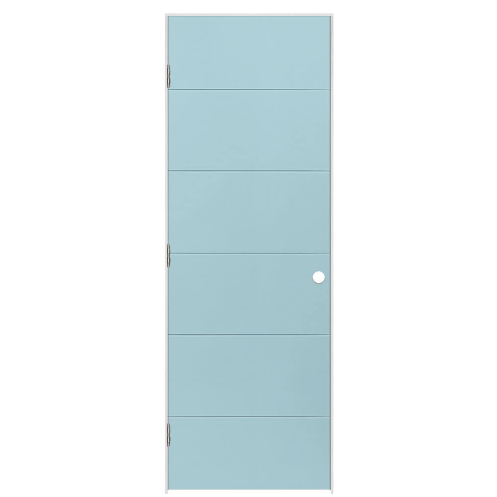 Masonite 28-in x 80-in Sea Mist Hollow core Flush Right hand Smooth Prefinished Molded composite Flat Jamb Single Prehung Interior Door with