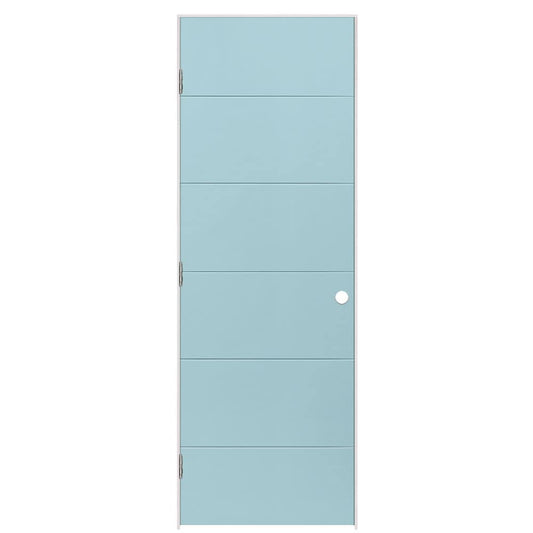 Masonite 28-in x 80-in Sea Mist Hollow core Flush Right hand Smooth Prefinished Molded composite Flat Jamb Single Prehung Interior Door with