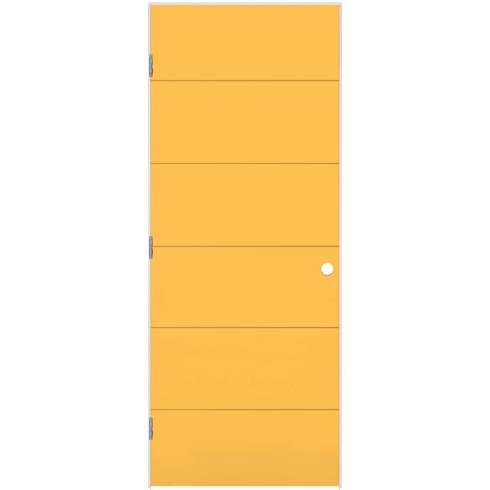 Masonite 28-in x 80-in Marigold Hollow core Flush Right hand Smooth Prefinished Molded composite Flat Jamb Single Prehung Interior Door with