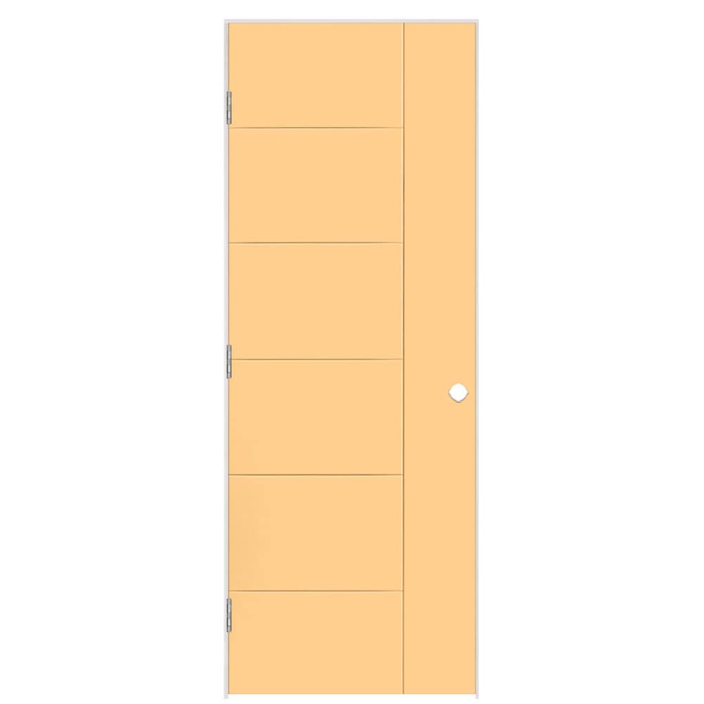 Masonite 30-in x 80-in Marigold Hollow core Flush Right hand Smooth Prefinished Molded composite Flat Jamb Single Prehung Interior Door with