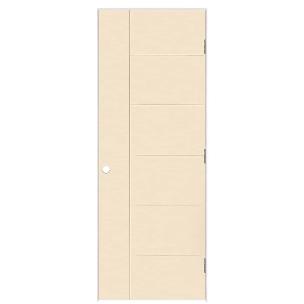 Masonite 30-in x 80-in Cream N Sugar Hollow core Flush Left hand Smooth Prefinished Molded composite Flat Jamb Single Prehung Interior Door with