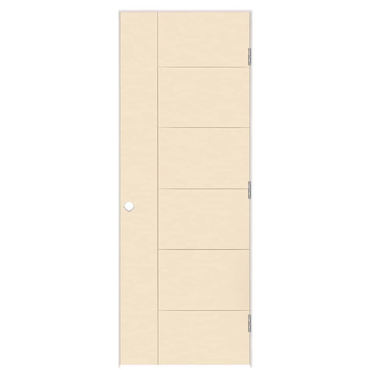 Masonite 30-in x 80-in Cream N Sugar Hollow core Flush Left hand Smooth Prefinished Molded composite Flat Jamb Single Prehung Interior Door with